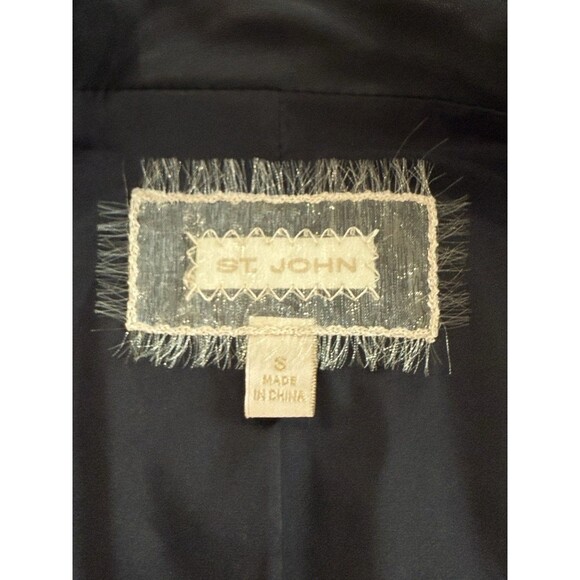 ST. JOHN Black Lamb Leather Gold Studded Embellished Jacket Sz Small Lined - Picture 4 of 13